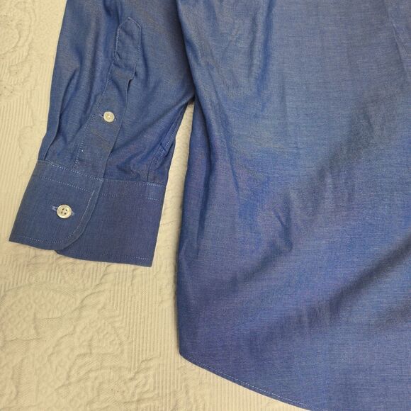 Nordstrom Blue Traditional Fit Collared Shirt Mens Shop 16 33 Non Iron - Picture 4 of 8